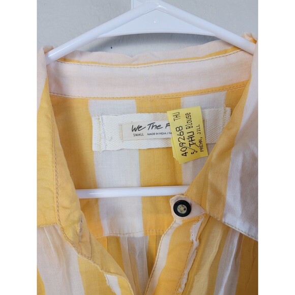 We The Free Float Away Striped Top Yellow Striped Oversized Button Shirt - Picture 6 of 7
